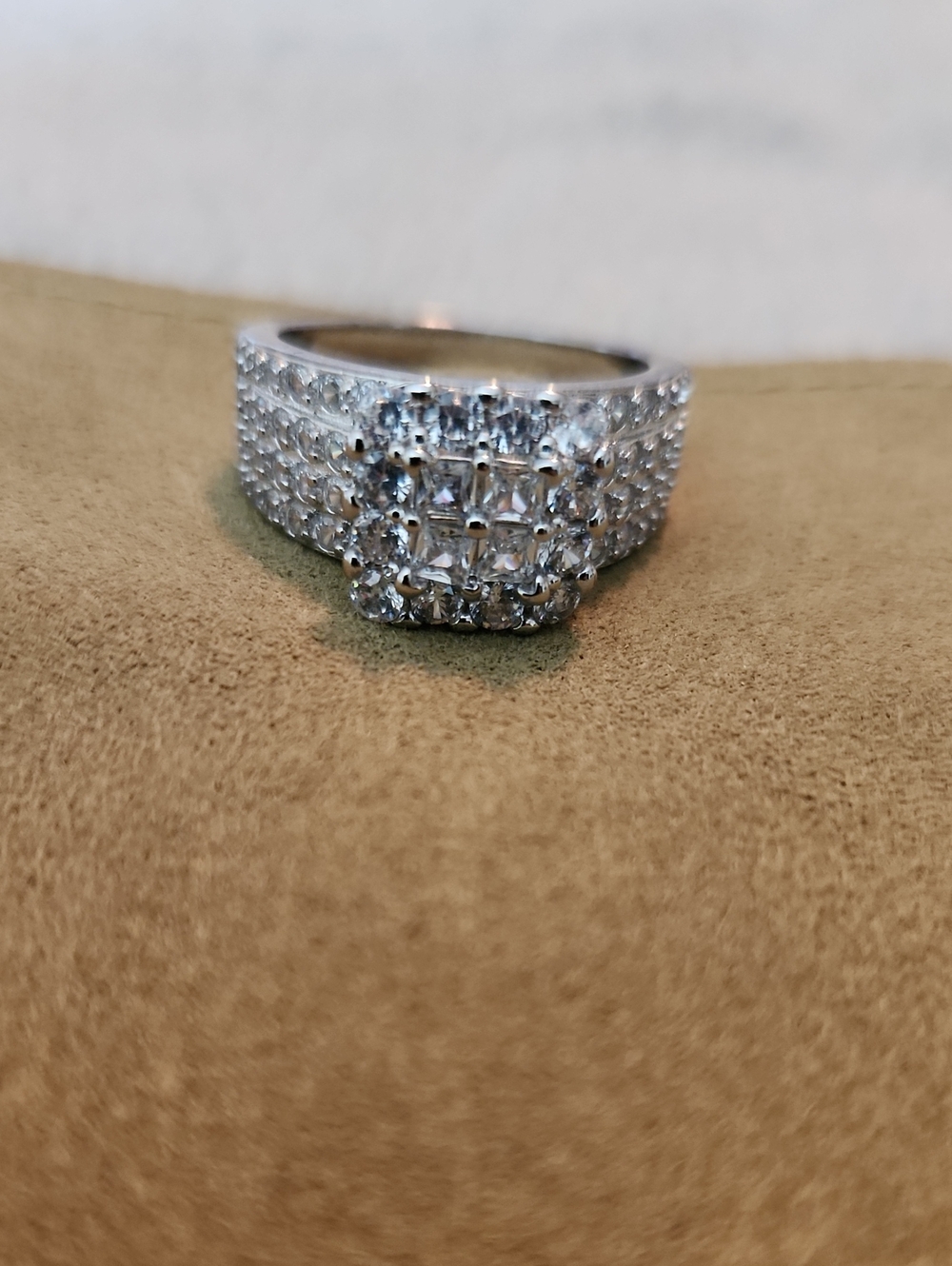 S825 Multi-Row Cubic Zirconia Cluster Ring - Clear